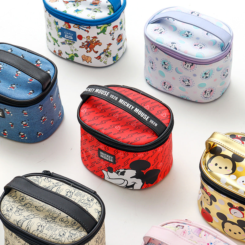 Round Barrel Cartoon Cute Large Capacity Cosmetic Bags