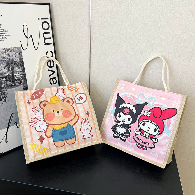 Cartoon Printing Clow Cotton Linen Plus Children's Shoulder Bags