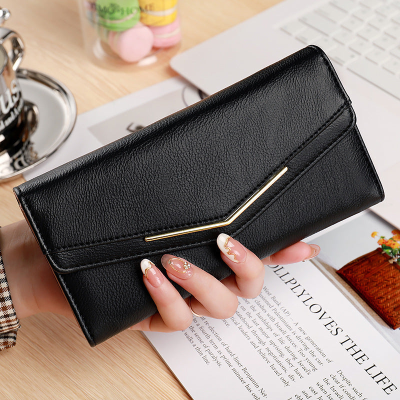 Women's Stitching Fashion Leather Korean Style Oil Wax Ladies Wallets