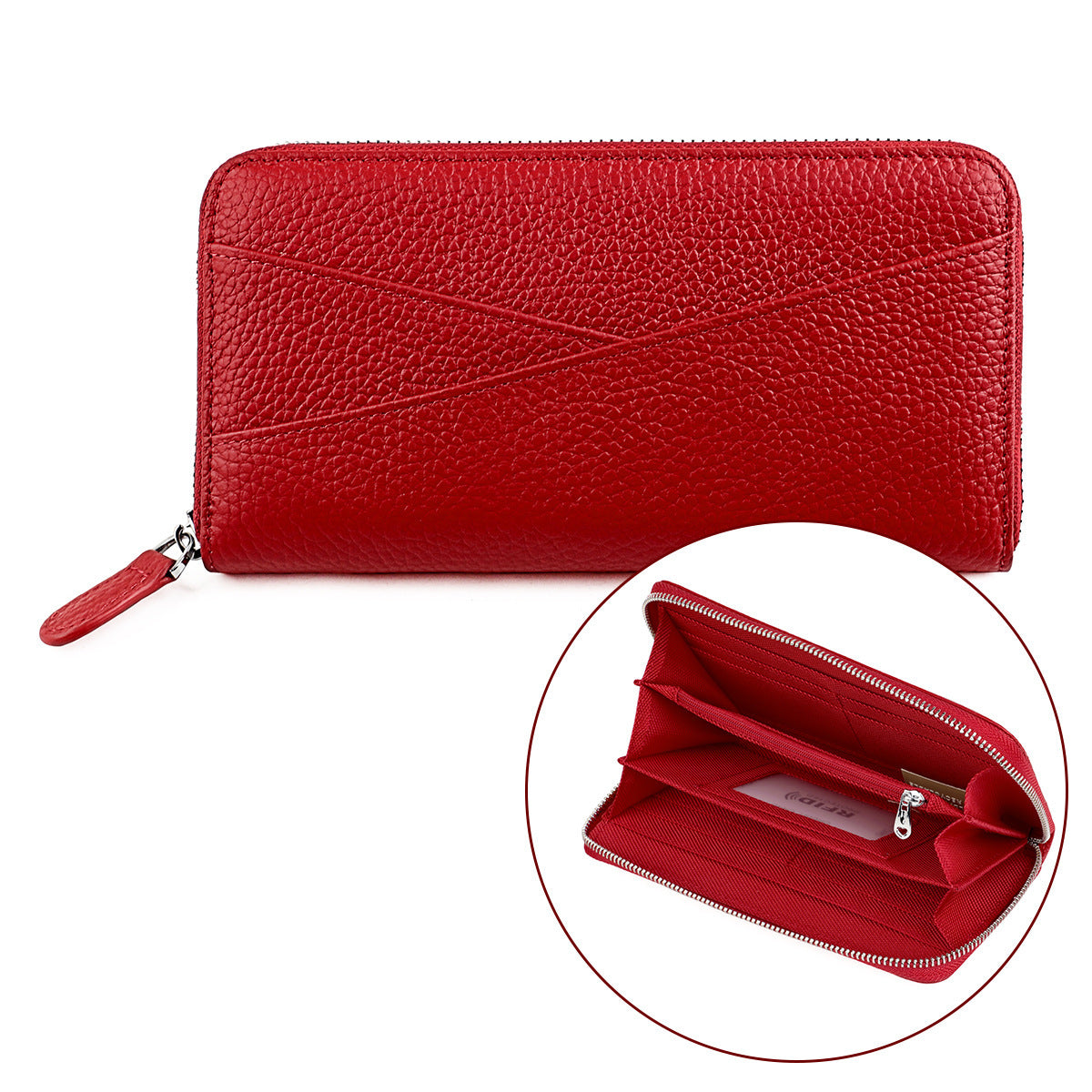 Women's Style Long Leather Swiping Cattlehide Hand Ladies Wallets