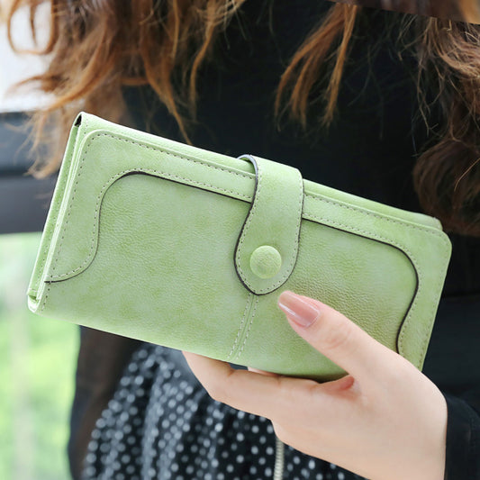 Women's Fashion Korean Style Retro Frosted Long Zipper Ladies Wallets