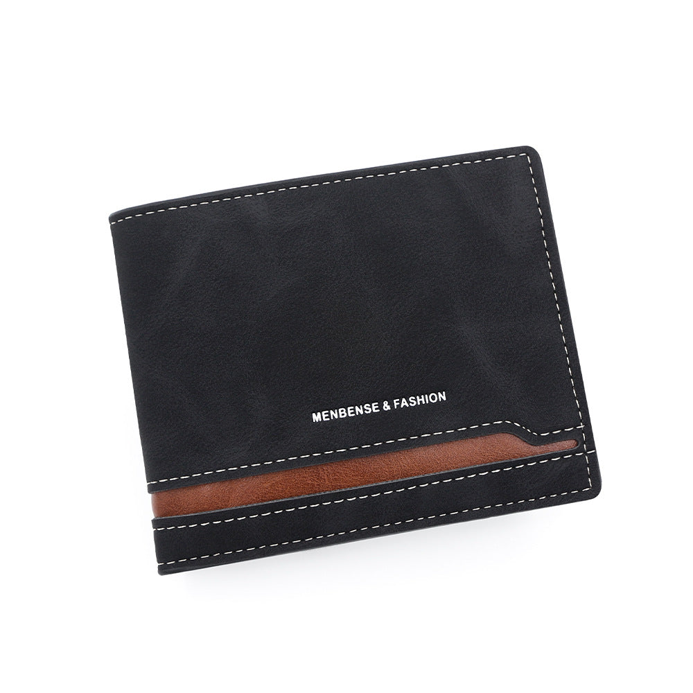 Men's Frosted Fabric Retro Patchwork Contrast Color Men's Wallets