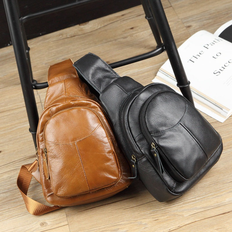 Women's & Men's & Genuine Leather Korean Top Layer Waist Packs