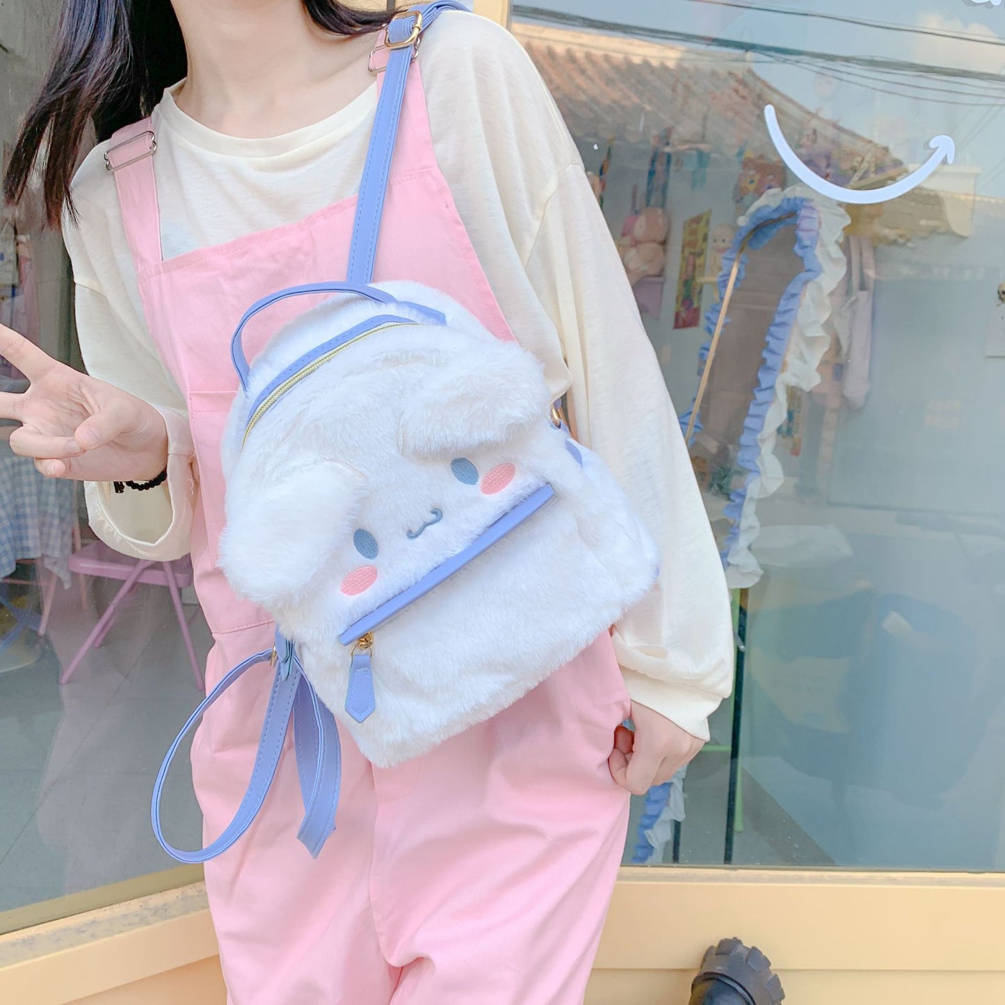 Sacs à dos laids en peluche de lapin mignon de style lolita pour enfants