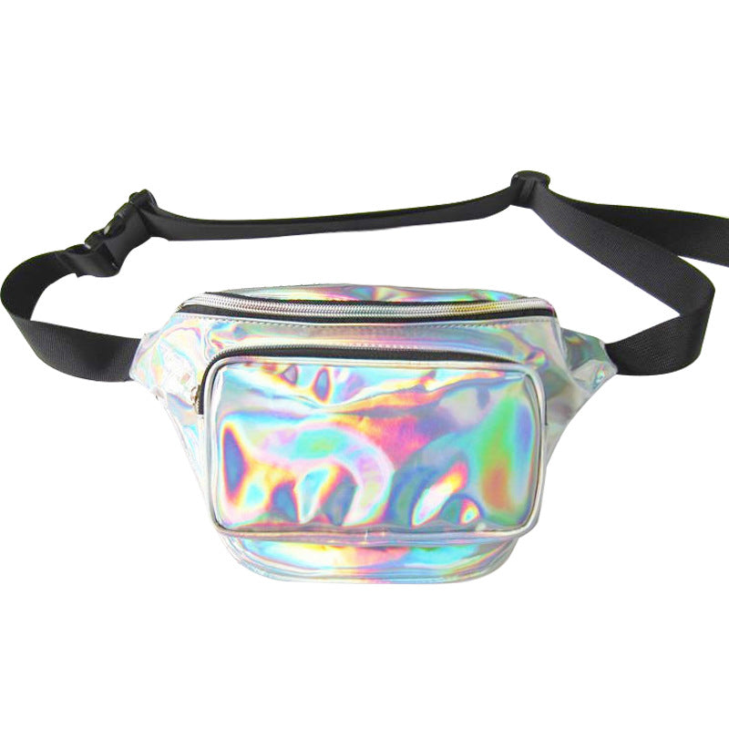 Women's Laser Street Trendy Unique Colorful Slanted Waist Packs