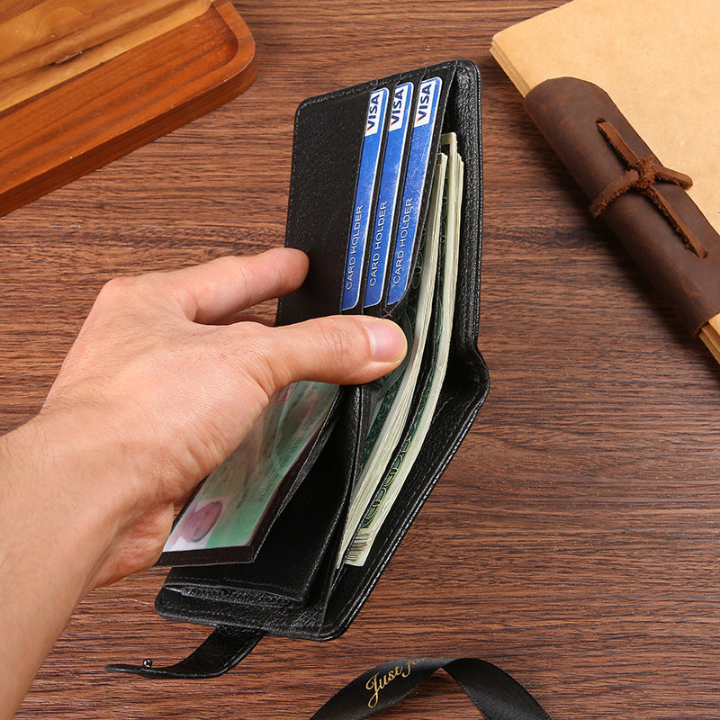 Men's Durable Leather Short Zipper Hasp Billfold Men's Wallets