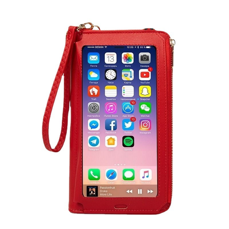 Women's Touch Screen Fashion Zipper Small Fresh Phone Bags