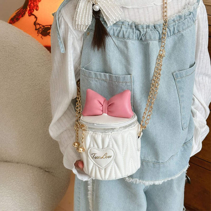 Children's Bow Contrast Color Mini Bucket Western Children's Shoulder Bags