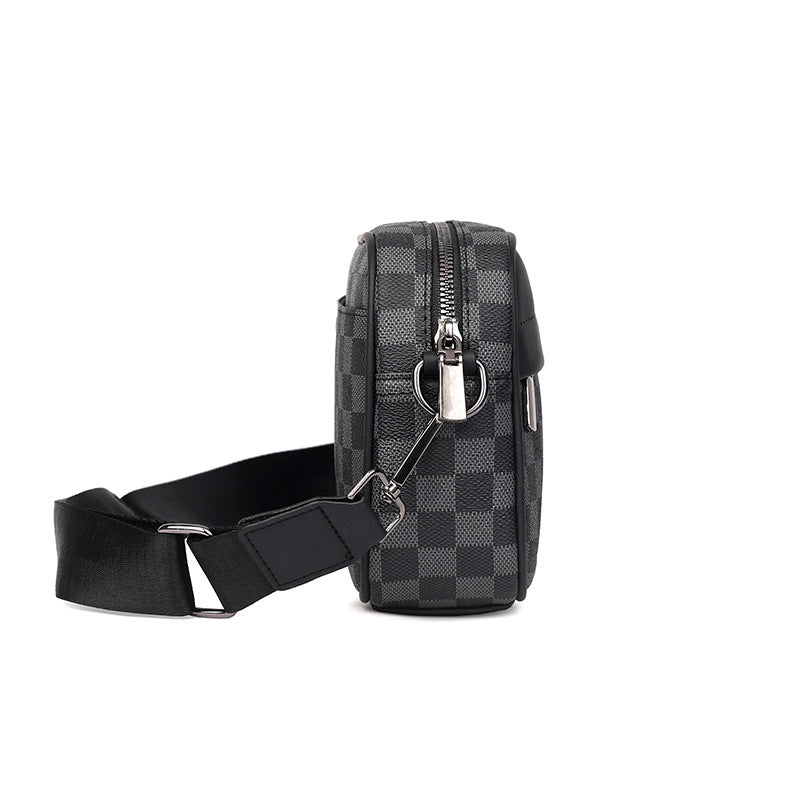 Men's Check Pattern Leisure Poor Small Multifunctional Men's Shoulder Bags