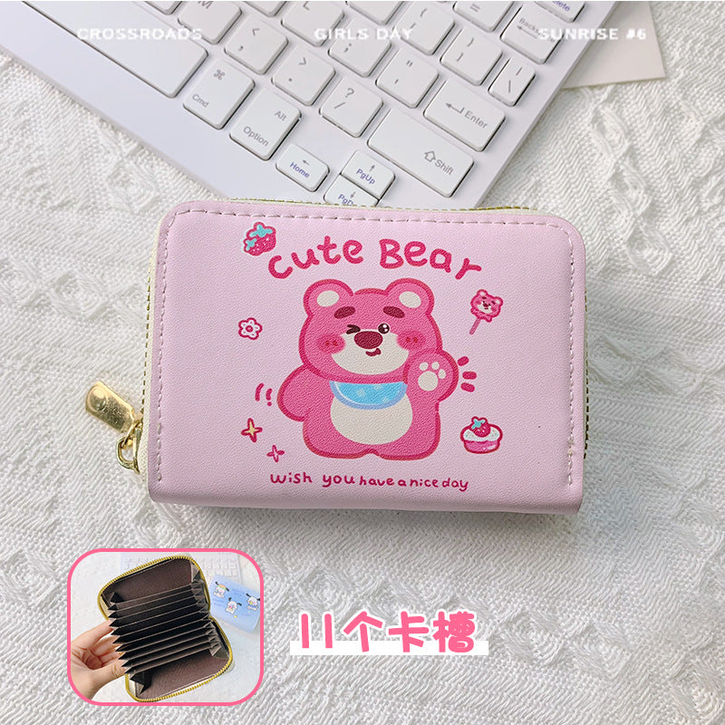 Female Cartoon Cute Heart Short Certificate Coin Purses