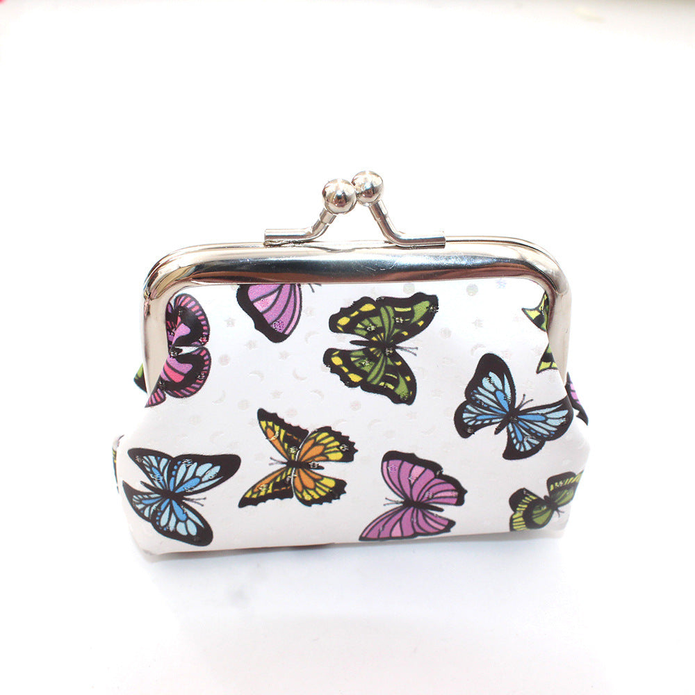 Cute Pocket Leather Butterfly Print Storage Coin Purses