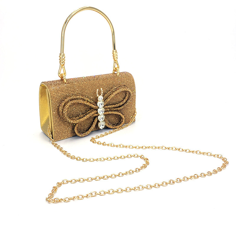 Butterfly Shiny Diamond Small Square Chain Bags