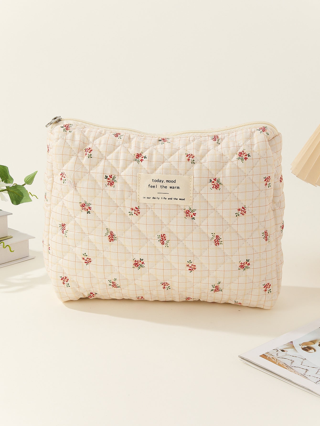 Liner Small Floral Storage Carrying Quilted Cosmetic Bags