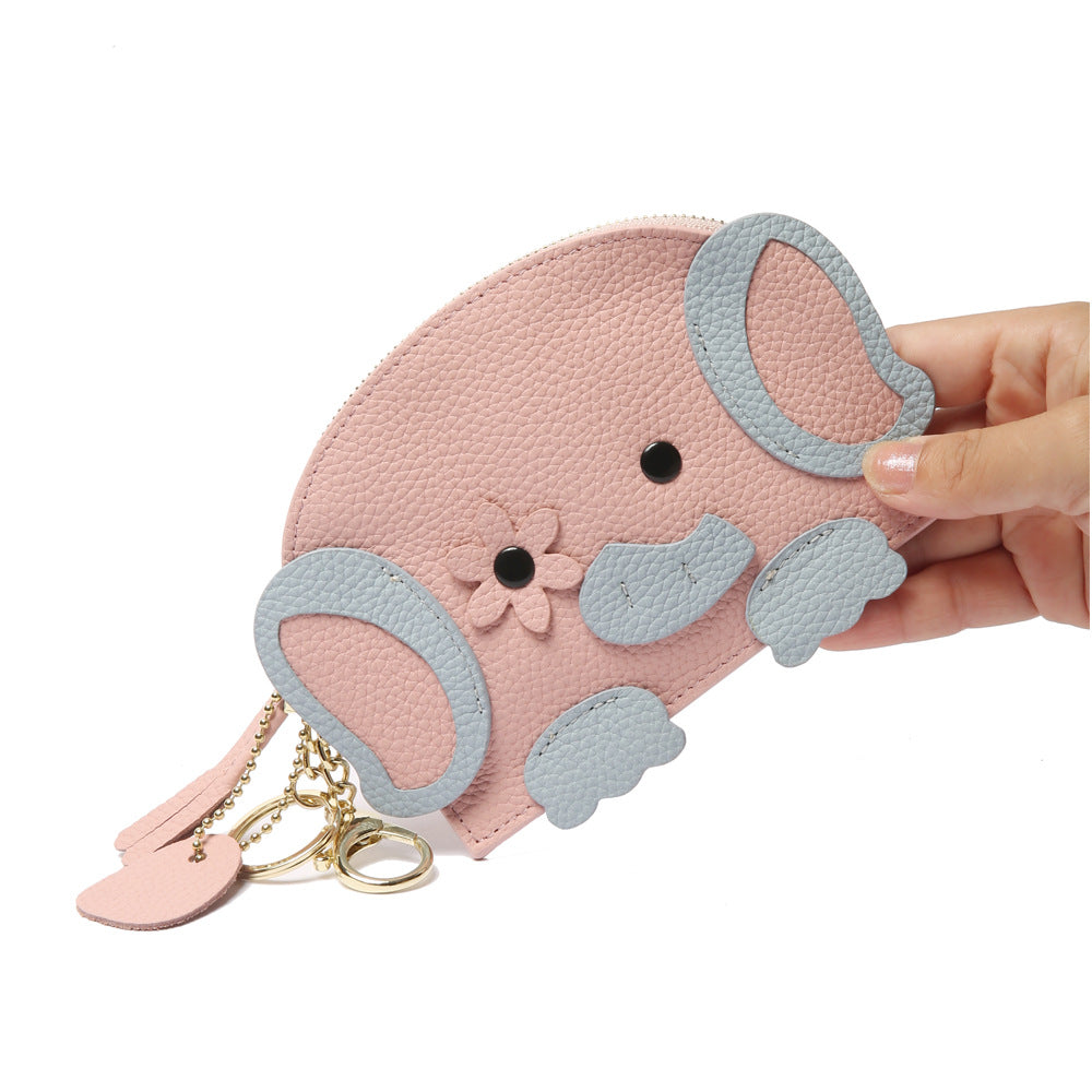 Style mignon éléphant poche à glissière femme porte-monnaie compact