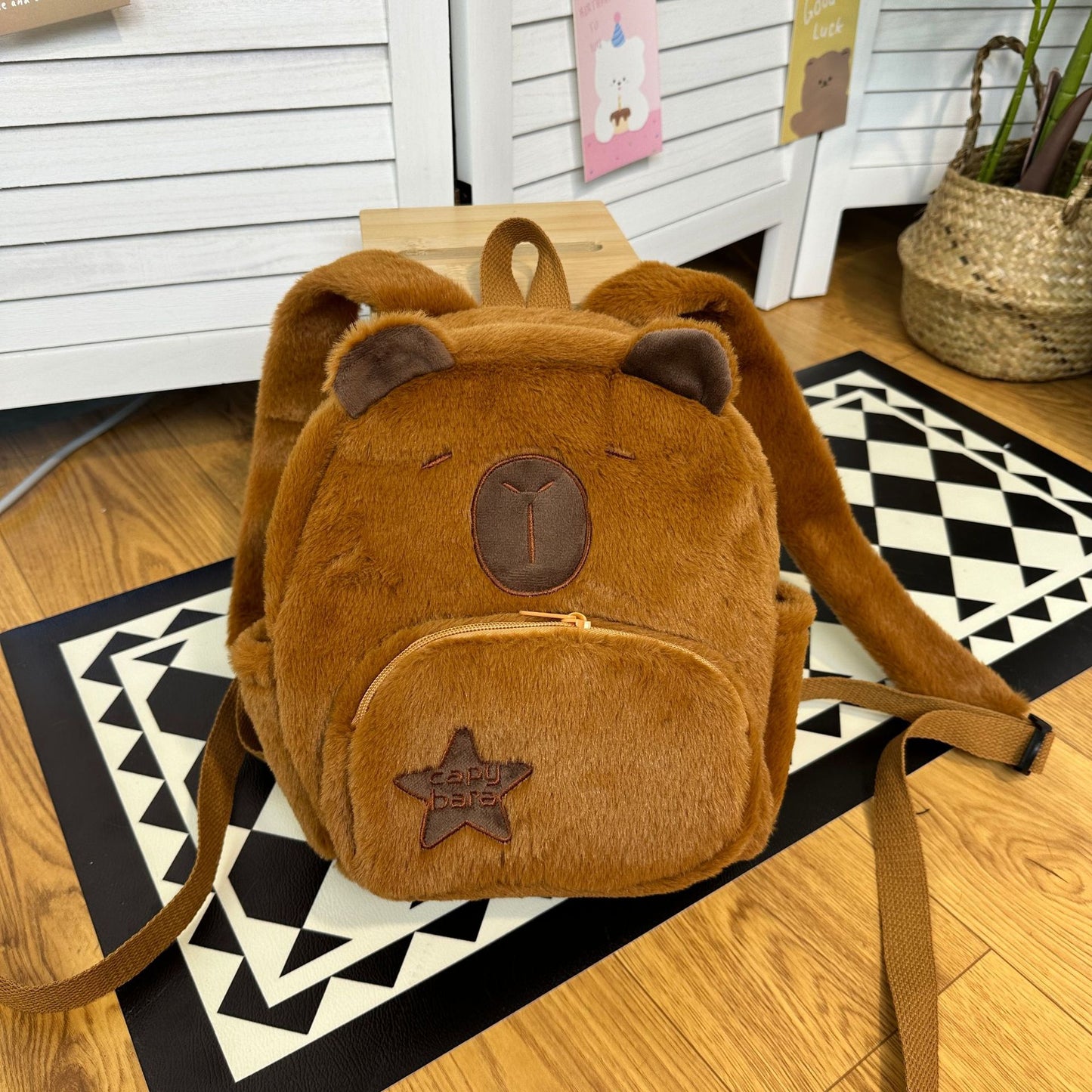 Plush Capybara Cute Wild Fur Female Backpacks