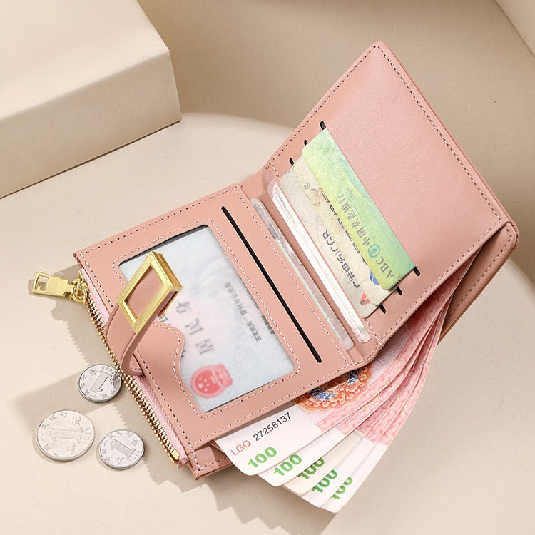 Women's Russian Solid Color Zipper Multifunctional Short Ladies Wallets