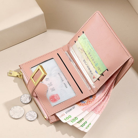 Women's Russian Solid Color Zipper Multifunctional Short Ladies Wallets