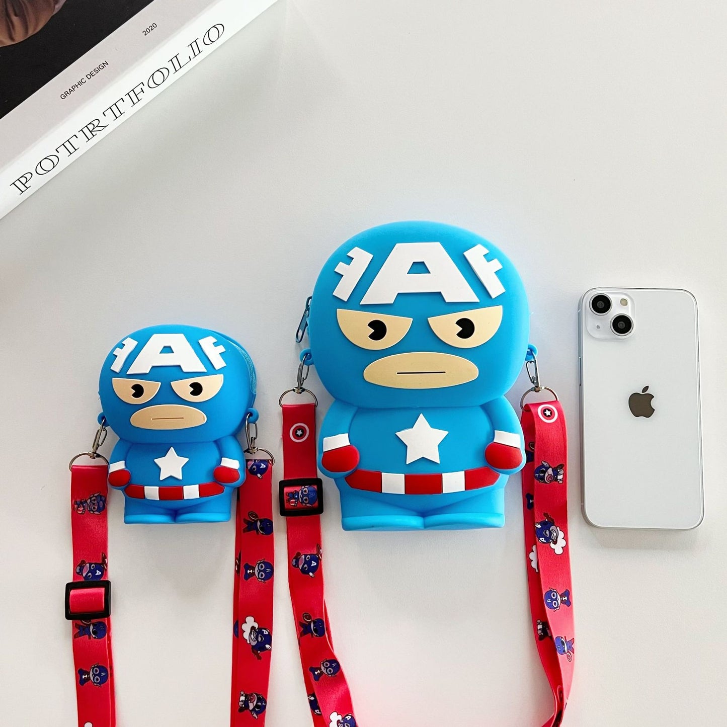 Cadeau pour garçon pour enfants Avengers Porte-monnaie mobile de dessin animé pour tout-petits