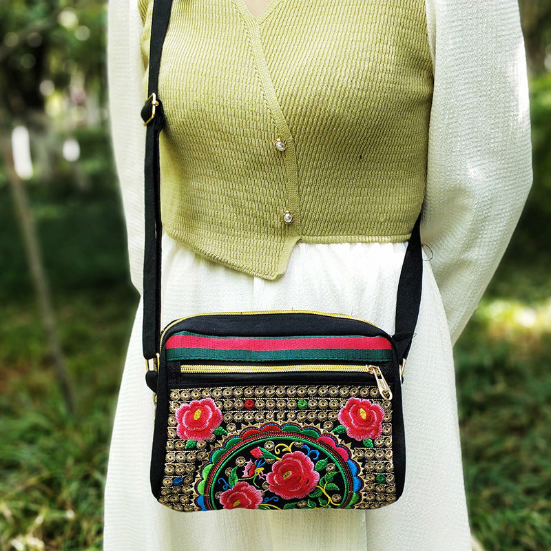 Women's Yunnan National Style Embroidered Canvas Versatile Crossbody Bags