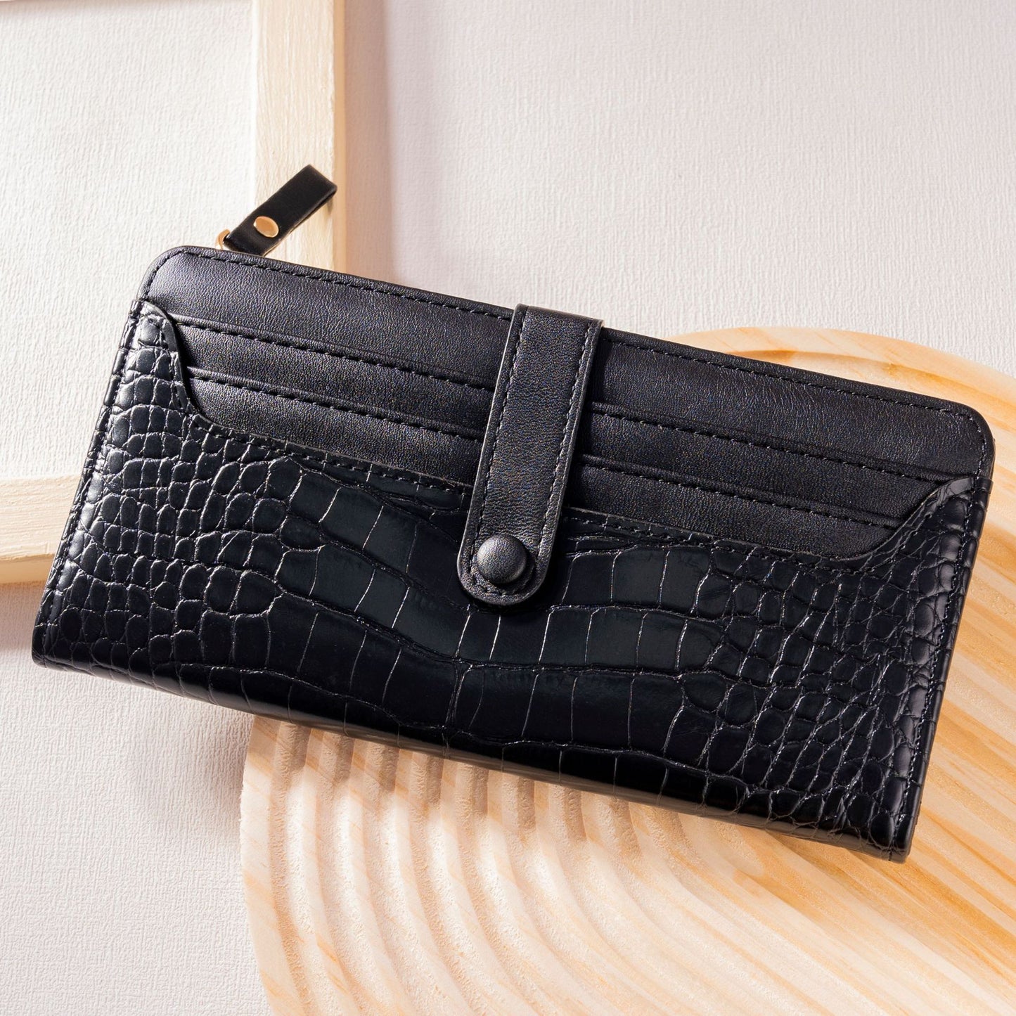 Pochette longue à la mode pour femmes, motif Crocodile, fermeture éclair, loquet, portefeuilles créatifs pour dames