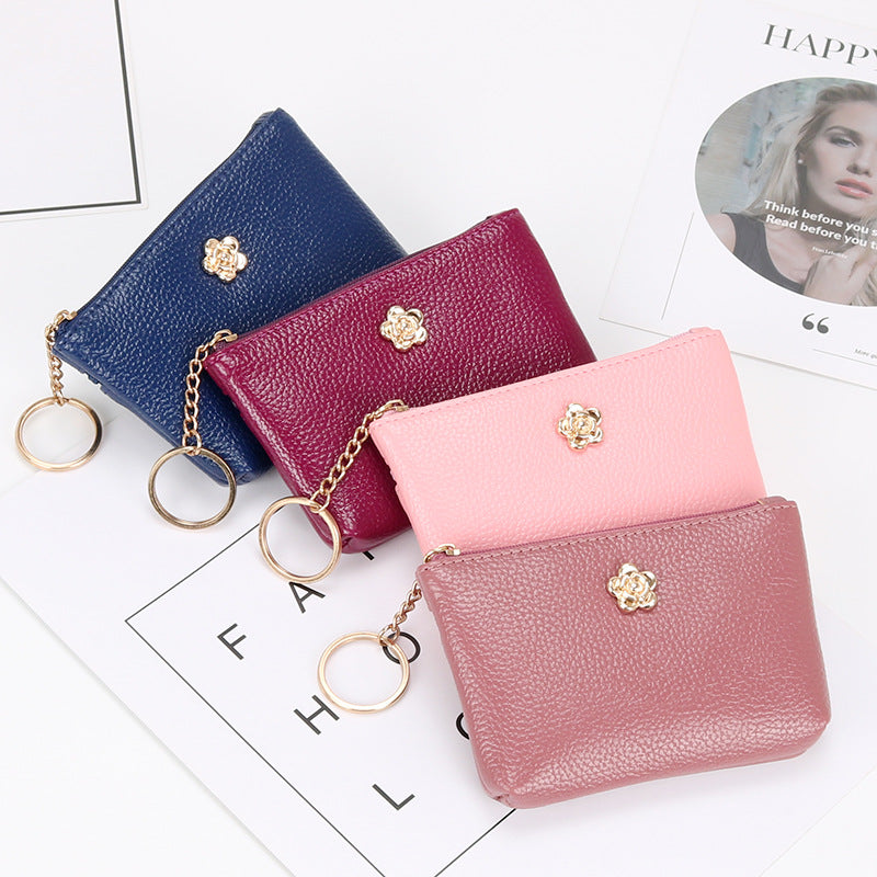 Women's Authentic Leather Tactile Feel Short Korean Coin Purses