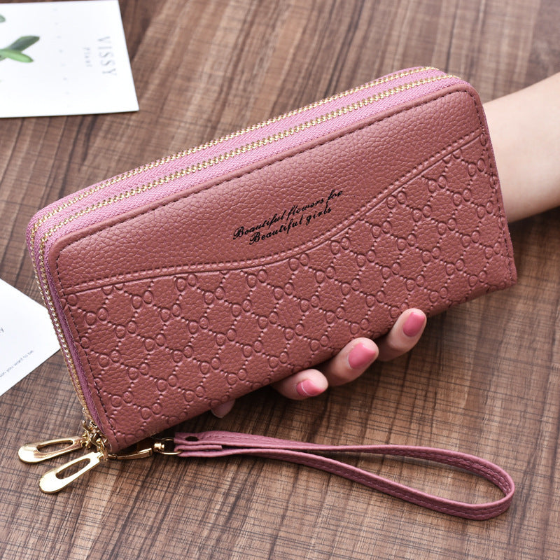 Women's Long Large Capacity Double Zipper Clutch Purses