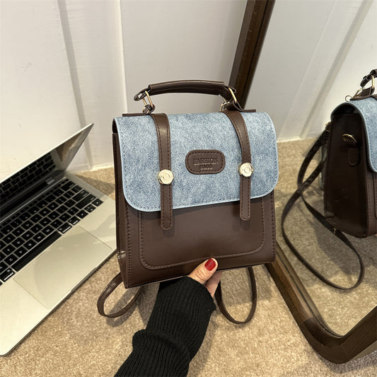 Women's Preppy Style British Retro Autumn Texture Backpacks