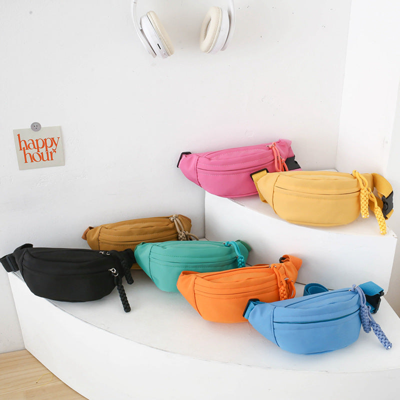 Children's Candy Color Cute Solid Boys Canvas Children's Shoulder Bags