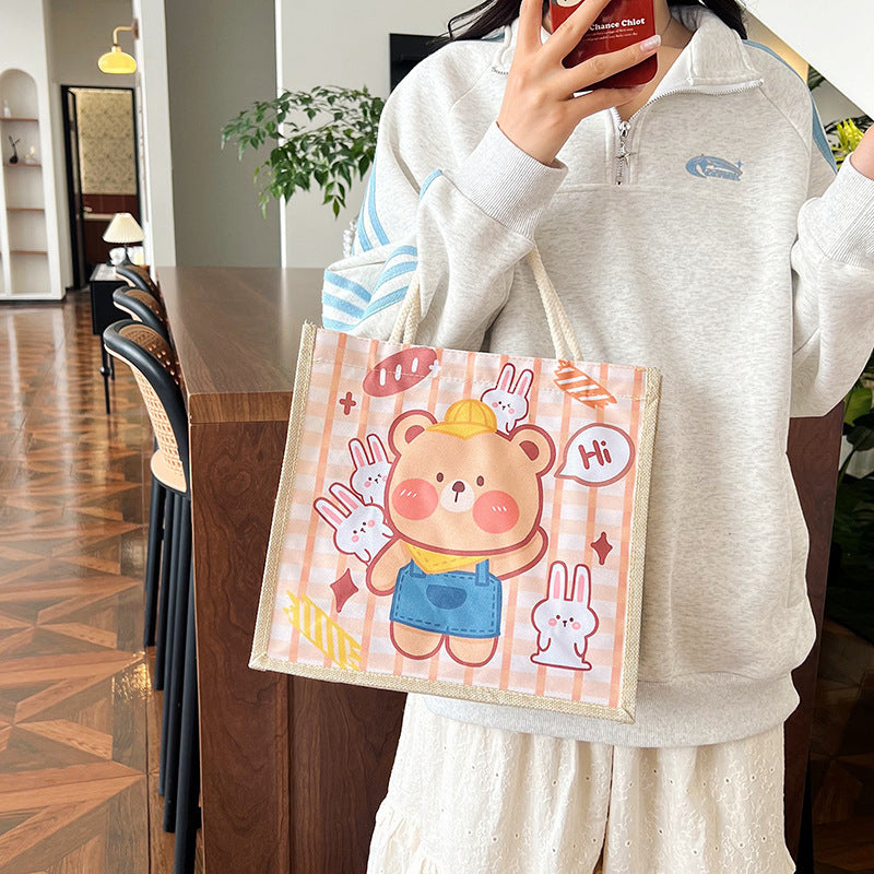 Cartoon Printing Clow Cotton Linen Plus Children's Shoulder Bags