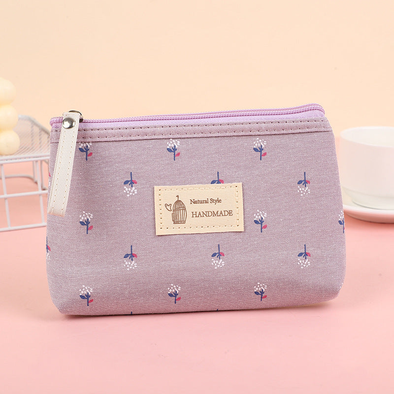 Women's Waterproof Canvas Printing Portable Small Size Cosmetic Bags