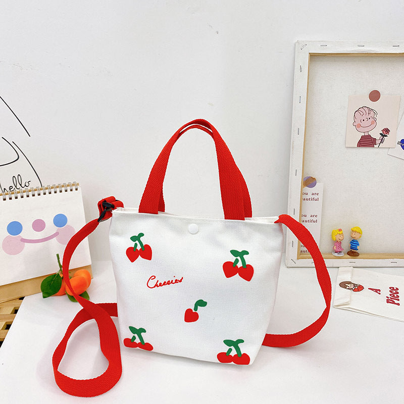 Sacs à bandoulière glamour pour enfants en toile ours fraise mignons pour enfants