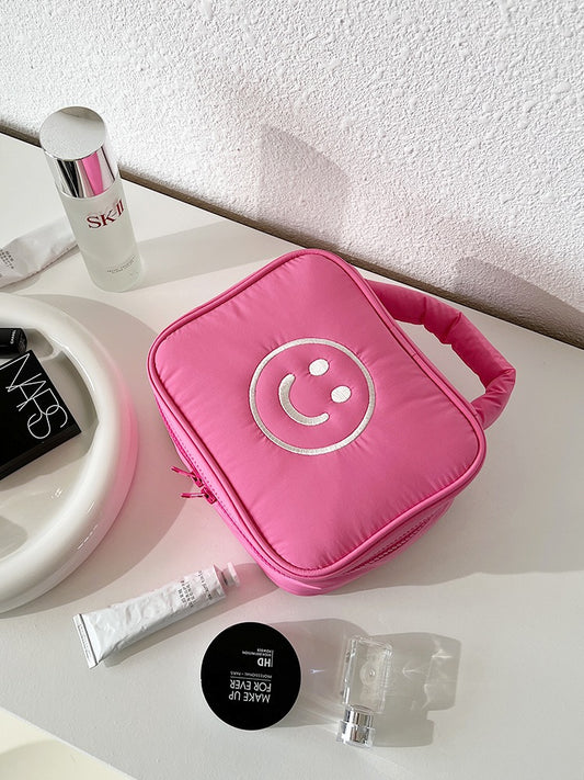 Korean Smiley Portable Female Large Capacity Cosmetic Bags