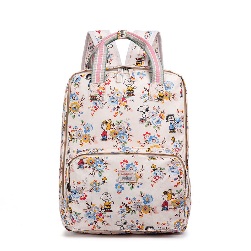 Women's British Style Retro Printed Waterproof Large Backpacks