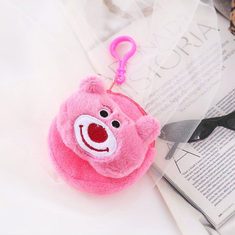 Cute Plush Doll Hairstyle Cartoon Zipper Storage Mini Purses