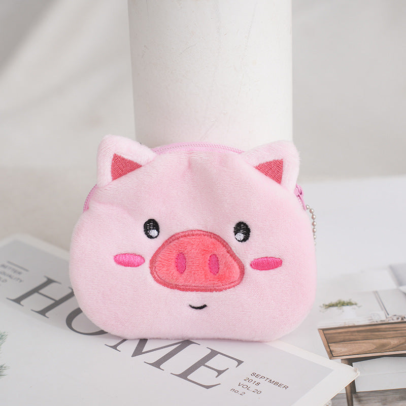 Porte-monnaie d'anniversaire créatif mignon en peluche cochon poulet