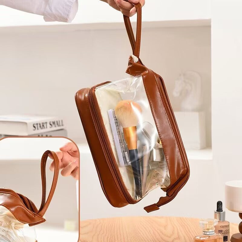 Transparent Portable Large Capacity Good-looking Double Cosmetic Bags