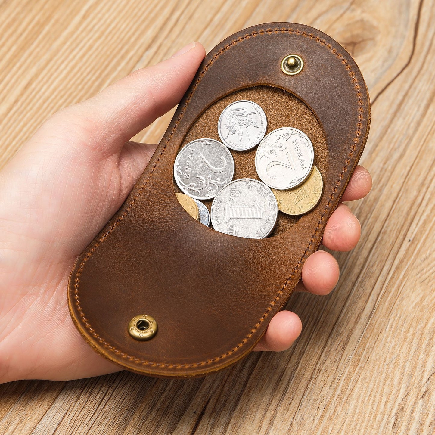 Leather Retro Thin First Layer Cowhide Coin Purses