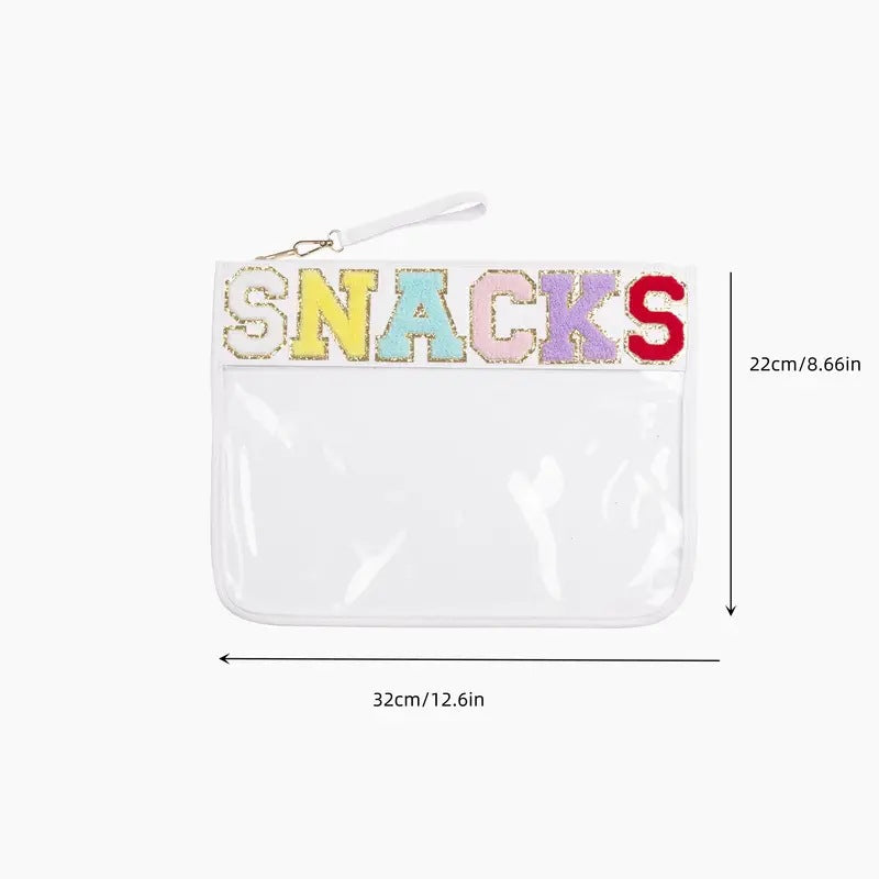 Transparent Zipper Embroidery Letters Portable Waterproof Cosmetic Bags