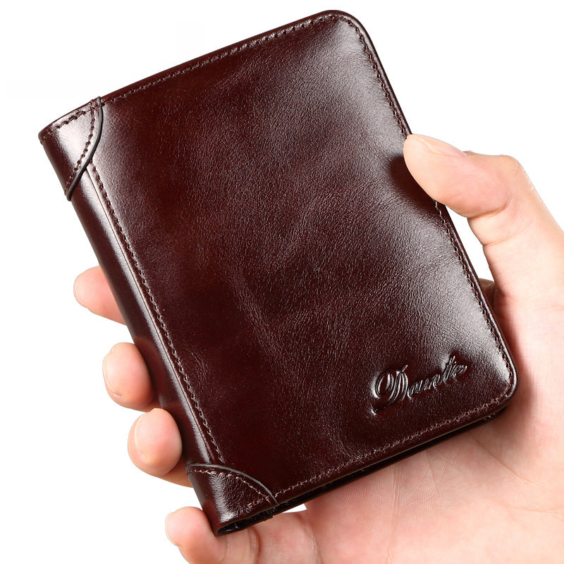 Men's Genuine Leather Oil Wax First Layer Men's Wallets