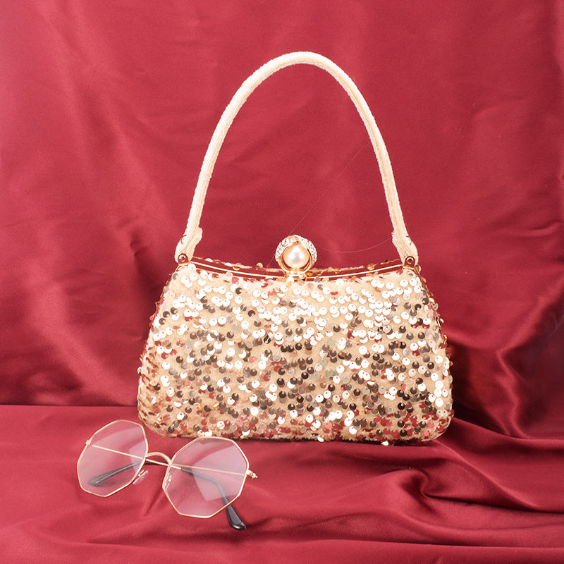 Women's Sequined Dinner Portable Diamond Dress Solid Bags