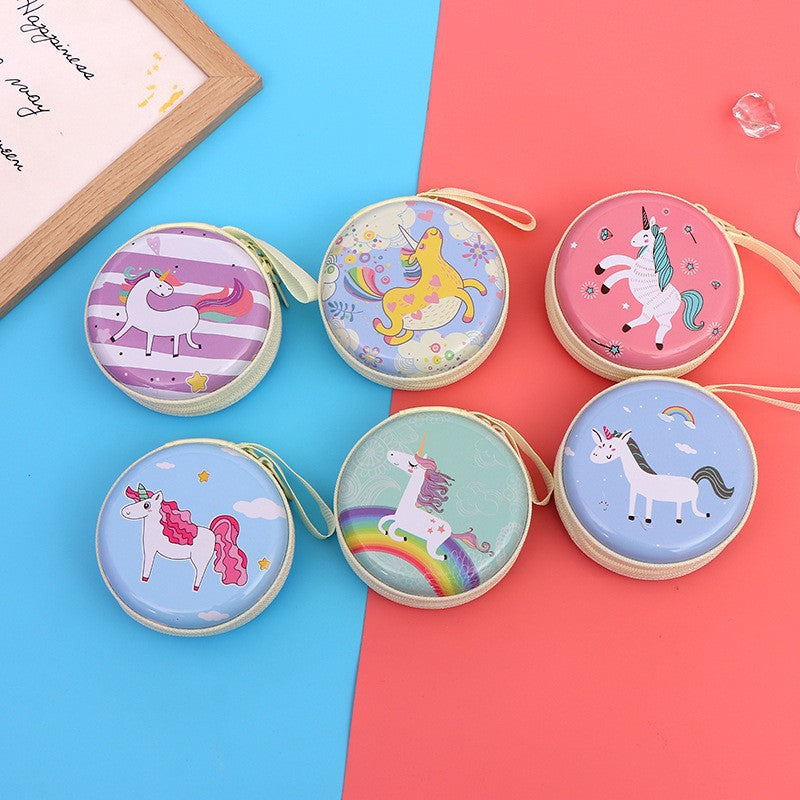 Mini Round Zipper Cartoon Storage Earphone Coin Purses