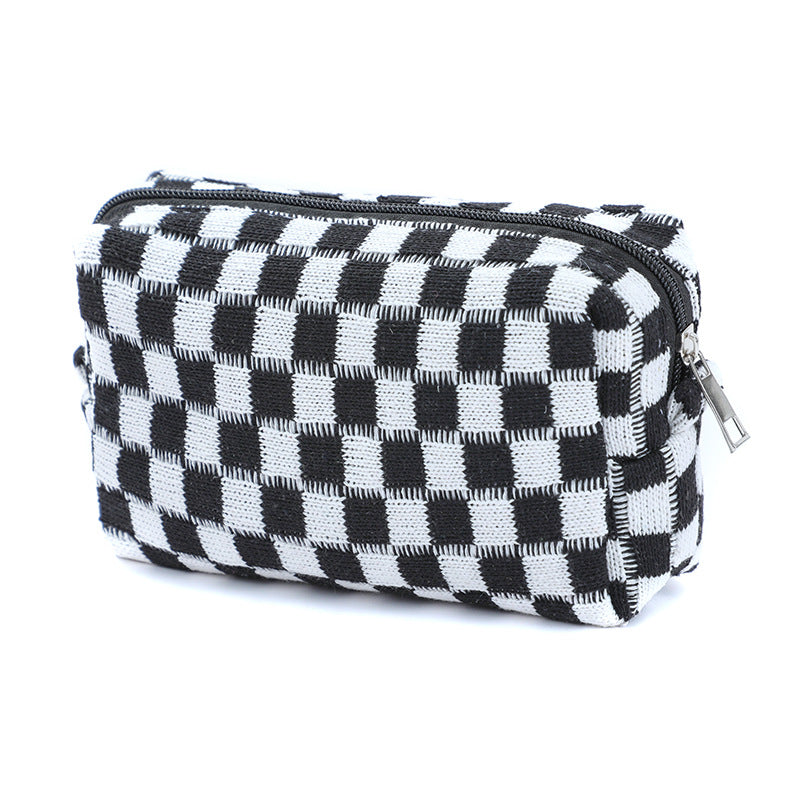 Chessboard Grid Portable Toiletry Large Capacity Cosmetic Bags