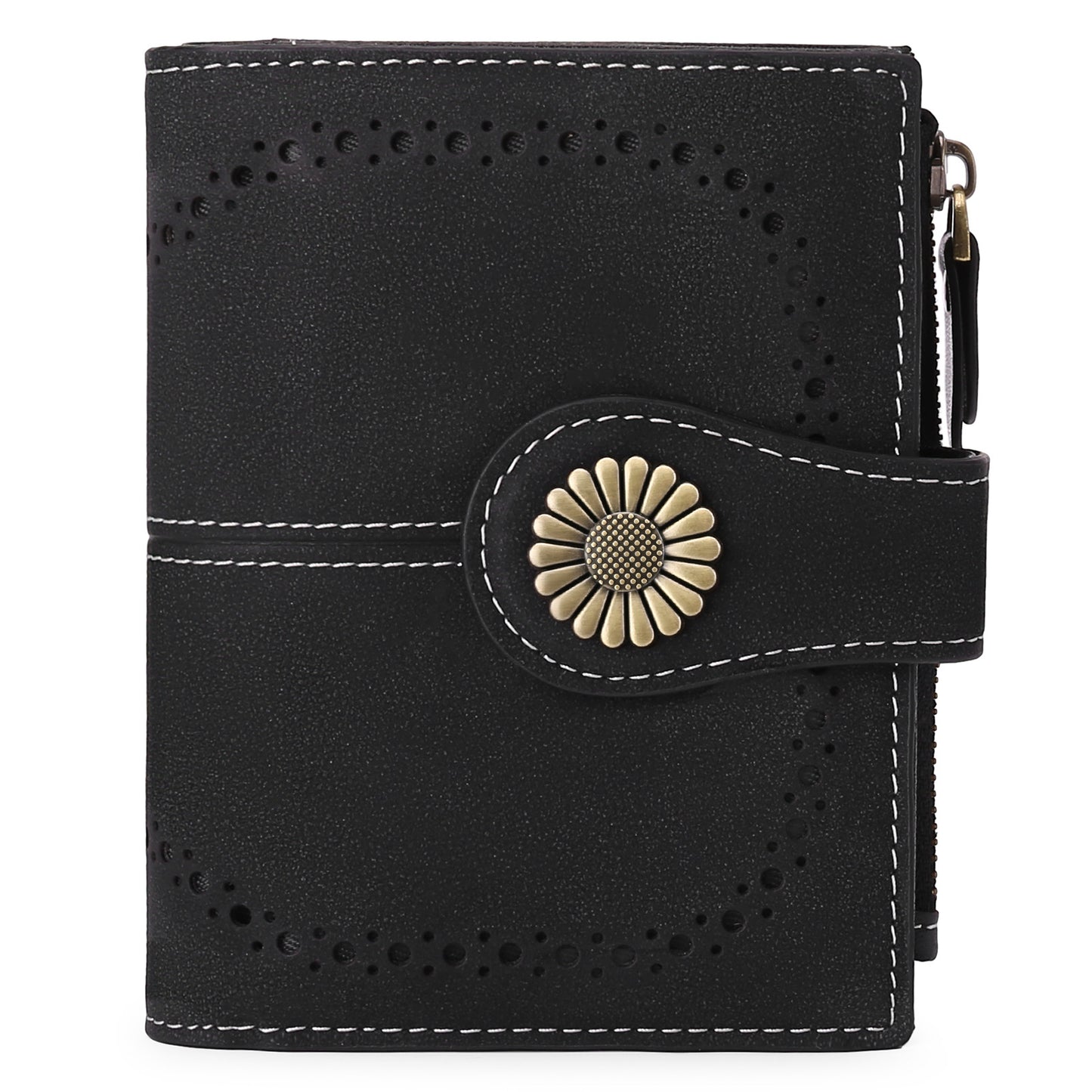 Women's Short Oil Wax Leather Zipper Ladies Wallets