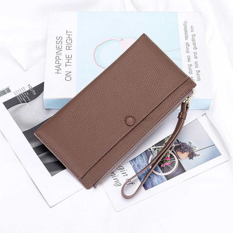 Women's Leather Hand-held Zipper Mobile Large Capacity Ladies Wallets