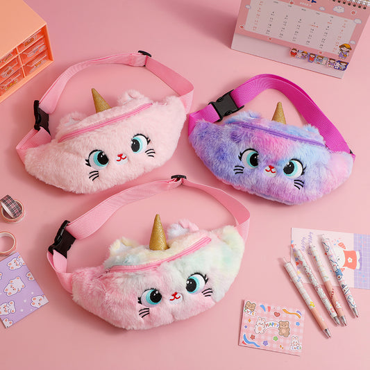 Charming Gift Furry Little Unicorn Cute Children's Waist Packs