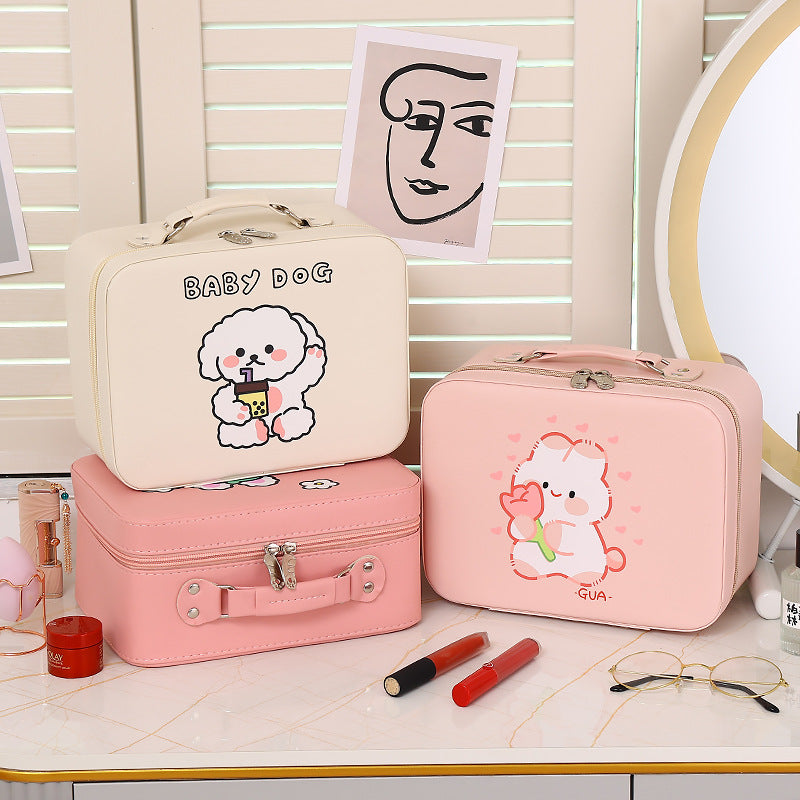 Boîte de rangement pour femmes, sacs à cosmétiques imperméables de grande capacité avec dessin animé