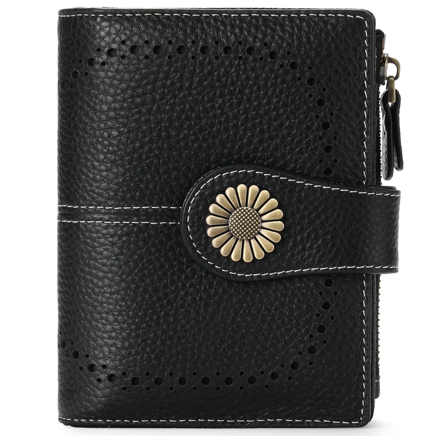 Women's Short Oil Wax Leather Zipper Ladies Wallets