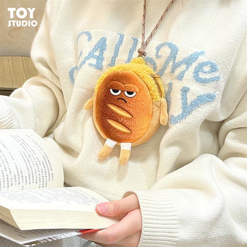 Expression Toast Bread Cartoon Cute Couple Coin Purses