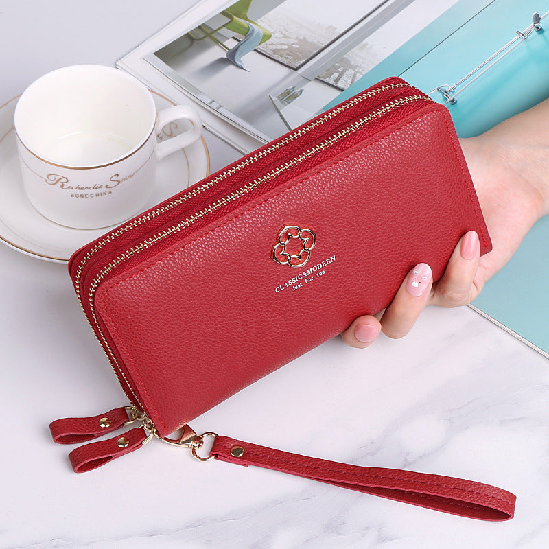 Women's Korean Style Long Double Layer Zip Purses