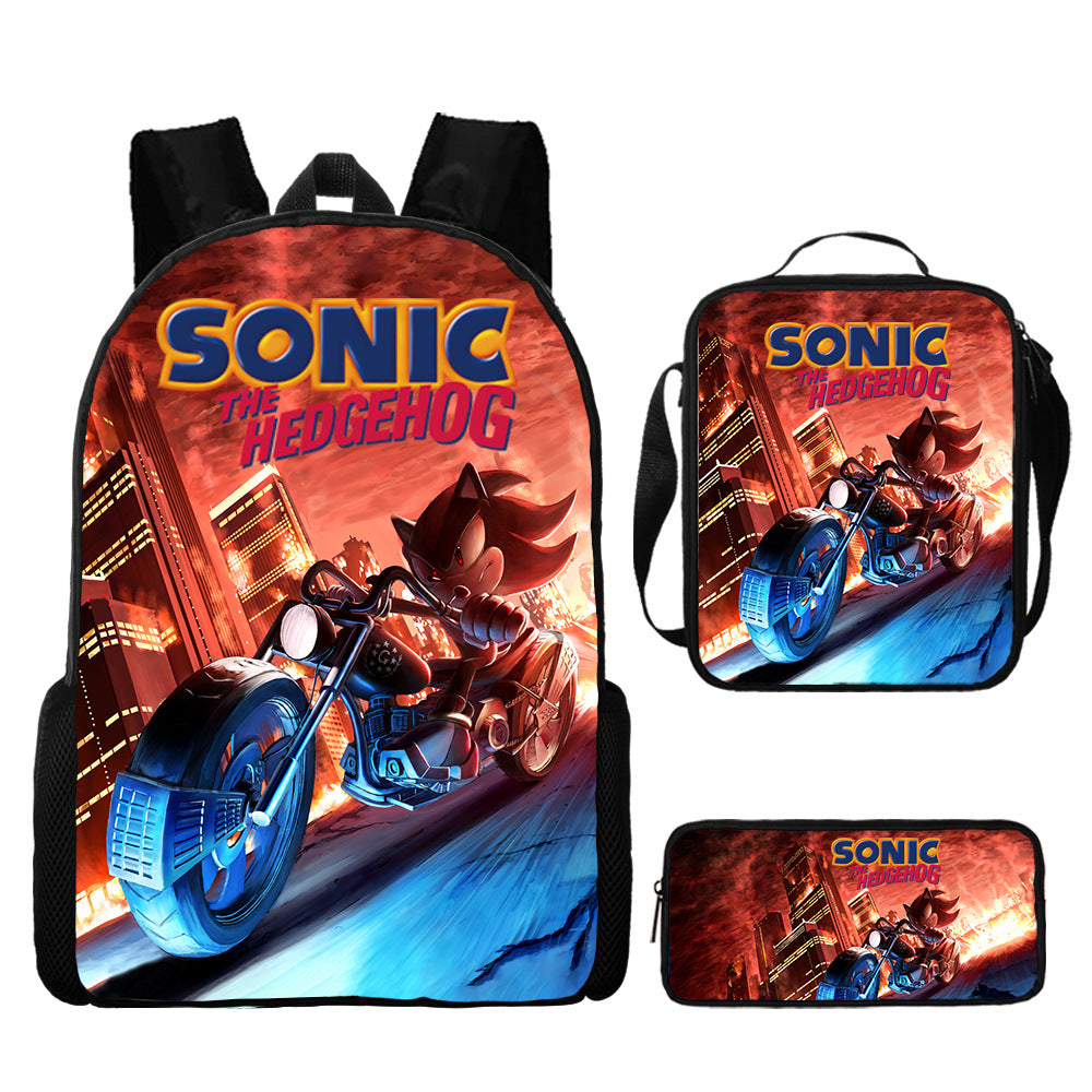 Sonic Primary Three-piece Set Cartoon Animation Bags